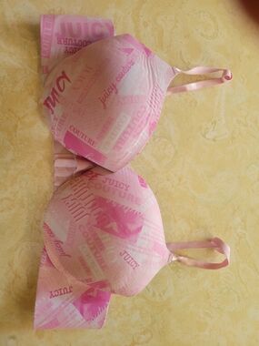 Juicy Couture Pink Logo Print Push-Up Bra